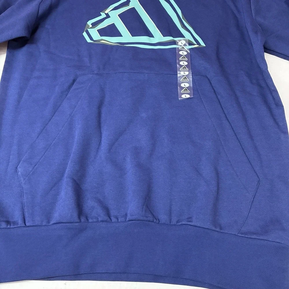Adidas Big & Tall Blue Pullover Hoodie Sweatshirt Men's Size LT KD4748